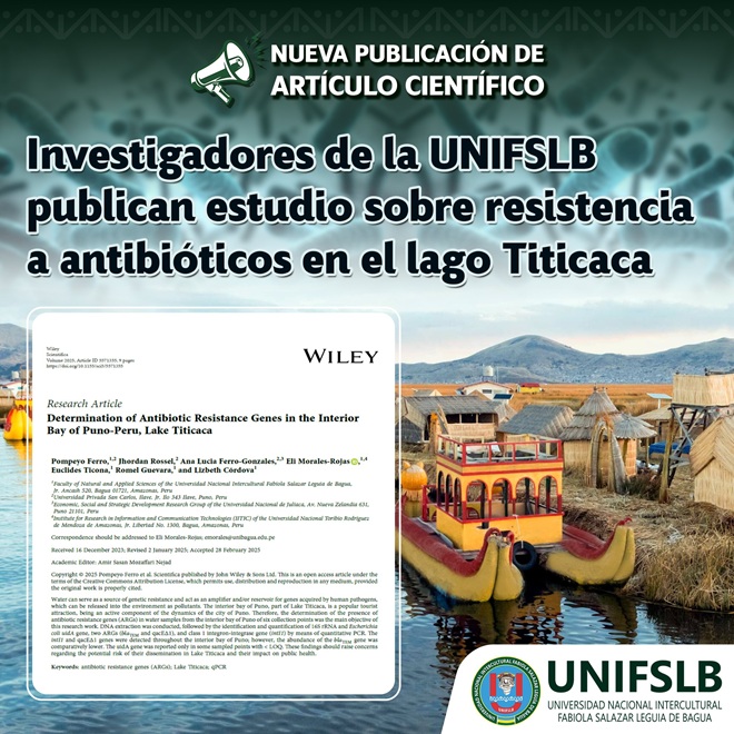 Investigadores de la UNIFSLB estudio sobre resistencia antibióticos en el lago Titicaca